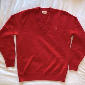 Vintage McDonald’s red V-neck sweater, acrylic